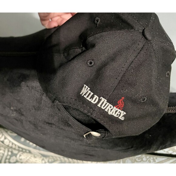Wild Turkey Bourbon Strap Back Hat Black with Embroidered Logo Baseball Cap - Picture 5 of 9